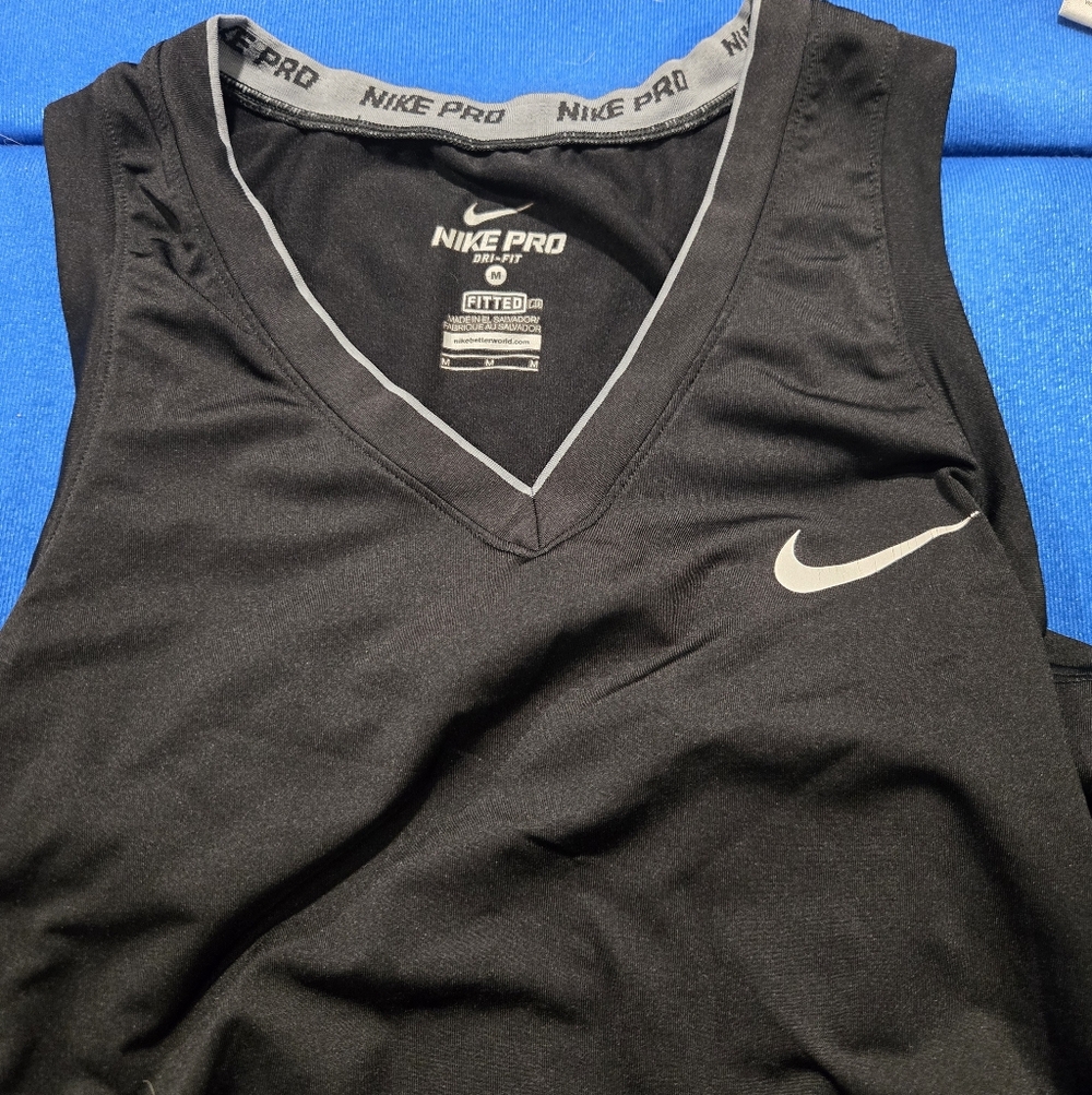 Nike Pro Black Sleeveless Top with White Swoosh